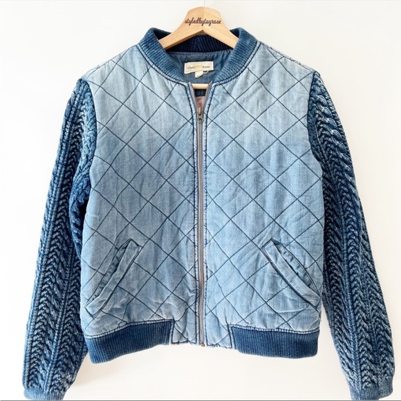 RELISTED Anthropology Cloth & Stone Bomber Jacket Quilted Chambray Braided - Picture 7 of 15